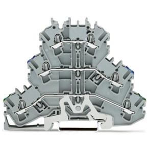 Wago 2002-3217 háromemeletes földelő/átmenő/átmenő sorkapocs, PE/N/L, 2,5 mm², Push-in CAGE CLAMP®, jelölőtartó nélkül, Ex e II, szürke