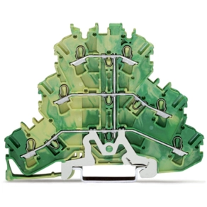 Wago 2002-3207 háromemeletes földelősorkapocs, 6 vezetékes, PE, 2,5 mm², Push-in CAGE CLAMP®, jelölőtartó nélkül, belső közösítés, Ex e II, zöld-sárga