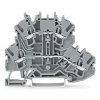 Wago 2002-2201 kétemeletes átmenő/átmenő sorkapocs, L/L, jelölőtartó nélkül, 2,5 mm², Push-in CAGE CLAMP®, Ex e II alkalmazásokhoz, DIN 35 x 15 és 35 x 7,5 sínhez, szürke