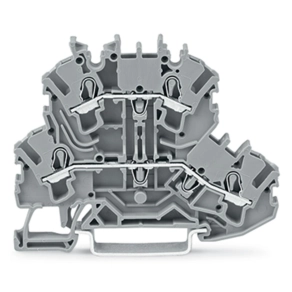 Wago 2002-2201 kétemeletes átmenő/átmenő sorkapocs, L/L, jelölőtartó nélkül, 2,5 mm², Push-in CAGE CLAMP®, Ex e II alkalmazásokhoz, DIN 35 x 15 és 35 x 7,5 sínhez, szürke