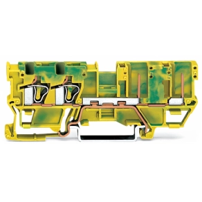Wago 769-217 2 vezeték/2 tűs dugaszolható földelősorkapocs, 4 mm², CAGE CLAMP, DIN 35 × 15 és 35 × 7,5, zöld-sárga