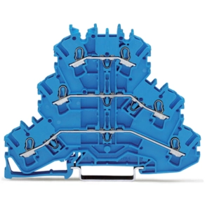 Wago 2002-3204 háromemeletes átmenő sorkapocs, 6 vezetékes, N/N/N, 2,5 mm², Push-in CAGE CLAMP®, jelölőtartó nélkül, Ex e II és Ex i, kék