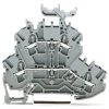 Wago 2002-2232 kétemeletes átmenő sorkapocs, N/L, 2,5 mm², Push-in CAGE CLAMP®, jelölőtartóval, kék alsó vezetőbemenet, Ex e II alkalmazásokhoz, szürke