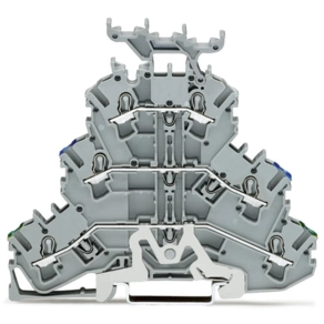 Wago 2002-3247 háromemeletes földelő/átmenő/átmenő sorkapocs, PE/N/L, 2,5 mm², Push-in CAGE CLAMP®, jelölőtartóval, Ex e II, szürke