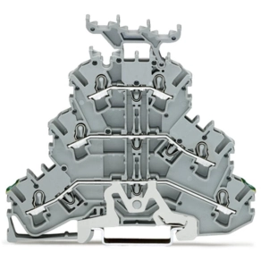 Wago 2002-3257 háromemeletes földelő/átmenő/átmenő sorkapocs, PE/L/L, 2,5 mm², Push-in CAGE CLAMP®, jelölőtartóval, Ex e II, szürke