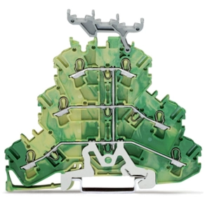 Wago 2002-3237 háromemeletes földelősorkapocs, 6 vezetékes, PE, 2,5 mm², Push-in CAGE CLAMP®, jelölőtartóval, belső közösítés, Ex e II, zöld-sárga