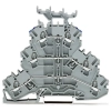 Wago 2002-3233 háromemeletes átmenő sorkapocs, L/L/N, jelölőtartóval, kék felső vezetékbemenet, 2,5 mm², Push-in CAGE CLAMP®, Ex e II, DIN 35 x 15 és 35 x 7,5 sínhez, szürke
