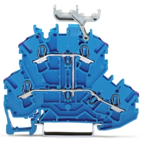 Wago 2002-2239 kétemeletes átmenő sorkapocs, 4 vezetékes, N, 2,5 mm², Push-in CAGE CLAMP®, belső közösítés, jelölőtartóval, Ex e II és Ex i alkalmazásokhoz, kék