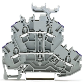Wago 2002-2238 kétemeletes átmenő sorkapocs, 4 vezetékes, L, 2,5 mm², Push-in CAGE CLAMP®, jelölőtartóval, belső közösítés, Ex e II alkalmazásokhoz, szürke
