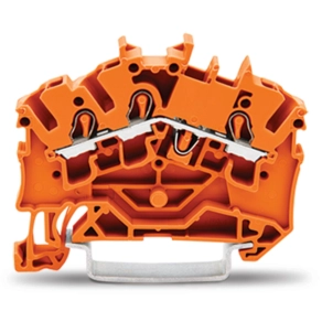 Wago 2002-6302 3 vezetékes átmenő sorkapocs, 2,5 mm², megfelelő Ex e II alkalmazásokhoz, oldalsó és középső jelölés, DIN 35 x 15 és DIN 35 x 7,5 sínhez, Push-in CAGE CLAMP®, narancssárga