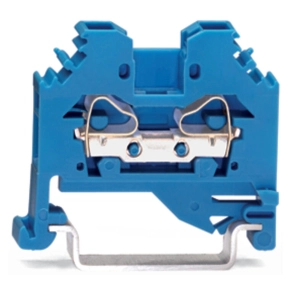 Wago 281-104 2 vezetékes átmenő sorkapocs, 4 mm², CAGE CLAMP, Ex i, oldalsó jelölőnyílások, DIN 35 × 15 és 35 × 7,5, kék