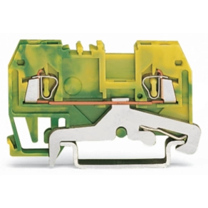Wago 279-907 2 vezetékes földelősorkapocs, 1,5 mm², középső jelölés, DIN 35 x 15 és DIN 35 x 7,5 sínhez, CAGE CLAMP®, zöld-sárga