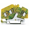 Wago 281-637 3 vezetékes földelősorkapocs, 4 mm², középső jelölés, DIN 35 x 15 és DIN 35 x 7,5 sínhez, CAGE CLAMP®, zöld-sárga