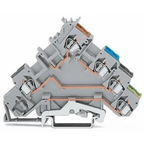 Wago 280-570 4 vezetékes érzékelő sorkapocs, földelő csatlakozással, színjelölt vezetőbemenettel, 2,5 mm², CAGE CLAMP®, szürke