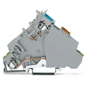 Wago 280-577 4 vezetékes érzékelő betápsorkapocs, földelő csatlakozással, véglappal, színjelölt vezetőbemenettel, 2,5 mm², CAGE CLAMP®, szürke