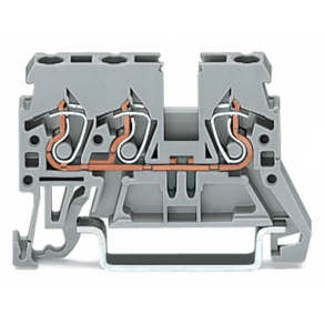 Wago 870-681 3 vezetékes átmenő sorkapocs, 2,5 mm², oldalsó jelölőnyílások, DIN 35 x 15 és DIN 35 x 7,5 sínhez, CAGE CLAMP®, szürke