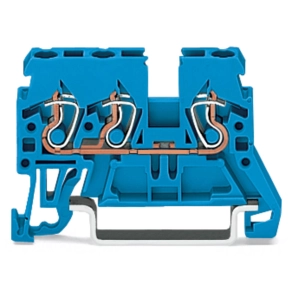 Wago 870-684 3 vezetékes átmenő sorkapocs, 2,5 mm², megfelelő Ex i alkalmazásokhoz, oldalsó és középső jelölés, DIN 35 x 15 és DIN 35 x 7,5 sínhez, CAGE CLAMP®, kék