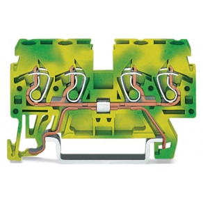 Wago 870-837 4 vezetékes földelősorkapocs, 2,5 mm², oldalsó jelölőnyílások, DIN 35 x 15 és DIN 35 x 7,5 sínhez, CAGE CLAMP®, zöld-sárga