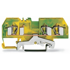 Wago 281-687 3 vezetékes földelősorkapocs, 4 mm², középső jelölés, DIN 35 x 15 és DIN 35 x 7,5 sínhez, CAGE CLAMP®, zöld-sárga