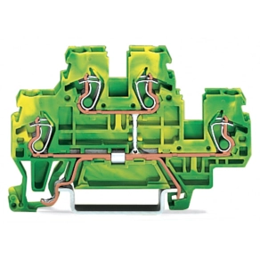 Wago 870-507 kétemeletes földelősorkapocs, 4 vezetékes, 2,5 mm², PE, CAGE CLAMP®, jelölőtartó nélkül, belső közösítés, zöld-sárga
