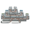 Wago 870-567 háromemeletes földelő/átmenő/átmenő sorkapocs, PE/N/L, 2,5 mm², CAGE CLAMP®, jelölőtartó nélkül, DIN 35 sínhez, szürke