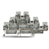 Wago 870-577 háromemeletes földelő/átmenő/átmenő sorkapocs, PE/L/L, 2,5 mm², CAGE CLAMP®, jelölőtartó nélkül, DIN 35 sínhez, szürke