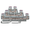 Wago 870-556 háromemeletes átmenő sorkapocs, 6 vezetékes, L, 2,5 mm², CAGE CLAMP®, belső közösítés, ibolya vezetőbemeneti jelölés, DIN 35 sínhez, szürke