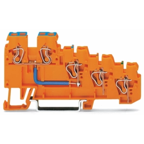 Wago 270-574 4 vezetékes érzékelő betápsorkapocs, Belső közösítés, 9 A, színjelölt vezetőbemenettel, 2,5 mm², CAGE CLAMP®, narancssárga