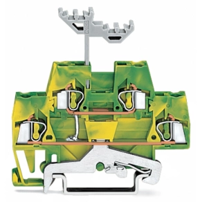 Wago 280-517 kétemeletes földelősorkapocs, 4 vezetékes, 2,5 mm², CAGE CLAMP®, belső közösítés, DIN 35 sínhez, zöld-sárga