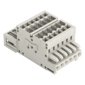 Wago 734-369 2 vezetékes kombinált csatlakozódugó, 9 pólusú, 1,5 mm², 3,5 mm lábtávolság, hibás bekötés ellen védett, világosszürke