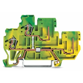 Wago 870-107 2 vezeték/2 tűs kétemeletes dugaszolható földelősorkapocs, 2,5 mm², PE, belső közösítés, CAGE CLAMP, zöld-sárga