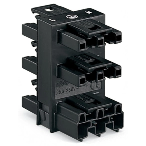 Wago 770-608 WINSTA® MIDI 5 utas elosztócsatlakozó, 3 pólusú, A kódolású, 1 bemenet, 5 kimenet mindkét oldalon, fekete