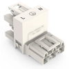 Wago 770-686 WINSTA® MIDI H-elosztócsatlakozó, 3 pólusú, A kódolás, 1 bemenet és 2 kimenet, kimenetek egy oldalon, 3 reteszelőkar, szabadon vezetett kábelekhez, 25 A, fehér