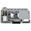 Wago 284-621 elosztósorkapocs, 3 × 10 mm² CAGE CLAMP® és 1 × 35 mm² csavaros csatlakozás, oldalsó jelölőnyílások, DIN 35 × 15 és 35 × 7,5 sínhez, szürke