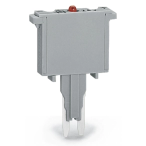 Wago 280-850/281-413 biztosítómodul beforrasztott miniatűr biztosítékkal, piros LED-jelzés, 15–30 V DC, 250 mA FF, 5 mm széles, szürke