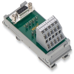 Wago 289-725 D-Sub interfészmodul, 9 pólusú anyacsatlakozóval, forraszlábbal, kétemeletes NYÁK-sorkapoccsal, 2,5 mm²
