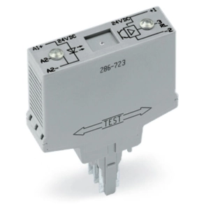 Wago 286-723 optocsatoló modul, 24 V DC bemenet, 15–30 V DC kimenet, 4 A, háromvezetékes, pozitív kapcsolás, piros állapotjelző, 15 mm széles, szürke
