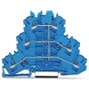 Wago 2002-3209 háromemeletes átmenő sorkapocs, 6 vezetékes, N, 2,5 mm², Push-in CAGE CLAMP®, jelölőtartó nélkül, belső közösítés, ibolya vezetőbemeneti jelölés, Ex e II és Ex i, kék