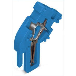 Wago 769-515/000-006 döntött lezárómodul 1 vezetékes anyacsatlakozóhoz, 4 mm², 5 mm, CAGE CLAMP, kódolólábakkal, kék