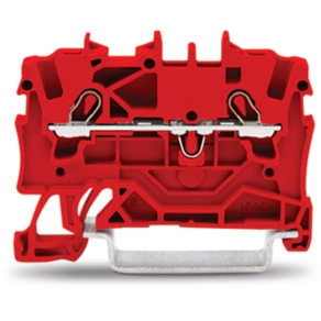 Wago 2001-1203 2 vezetékes átmenő sorkapocs, 1,5 mm², Push-in CAGE CLAMP®, DIN 35 x 15/7,5 sínhez, oldalsó és középső jelölés, Ex e II alkalmazásokhoz, piros