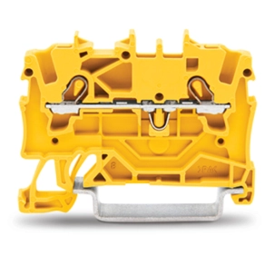 Wago 2001-1206 2 vezetékes átmenő sorkapocs, 1,5 mm², Push-in CAGE CLAMP, Ex e II, oldalsó/középső jelölés, DIN 35 × 15 és 35 × 7,5, sárga