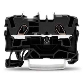Wago 2004-1205 2 vezetékes átmenő sorkapocs, 4 mm², Push-in CAGE CLAMP, Ex e II, oldalsó/középső jelölés, DIN 35 × 15 és 35 × 7,5, fekete