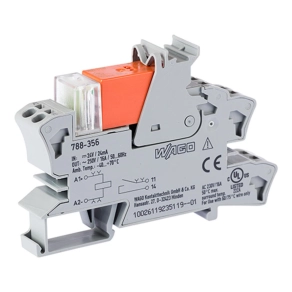 Wago 788-356 relémodul világítási terhelésekhez, 24 V DC, 1 záróérintkező, 16 A tartós határáram, piros állapotjelzés, 15 mm széles