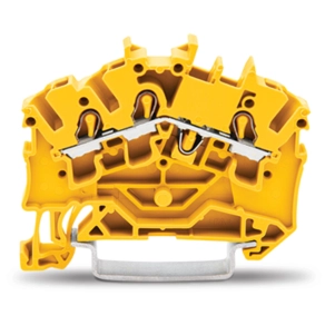 Wago 2002-6306 3 vezetékes átmenő sorkapocs, 2,5 mm², megfelelő Ex e II alkalmazásokhoz, oldalsó és középső jelölés, DIN 35 x 15 és DIN 35 x 7,5 sínhez, Push-in CAGE CLAMP®, sárga
