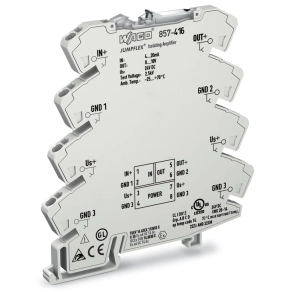 Wago 857-416 leválasztó erősítő, áramjelbemenet és feszültségjelkimenet, 24 V DC, 6 mm széles, 2,5 mm²