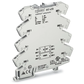 Wago 857-413 leválasztó erősítő, feszültségjelbemenet és áramjelkimenet, 24 V DC, 6 mm széles, 2,5 mm²