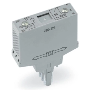 Wago 286-376 relémodul nagy DC-teljesítmények kapcsolásához, 24 V DC, 1 záróérintkező, 5 A tartós határáram, piros állapotjelzés, 15 mm széles, szürke