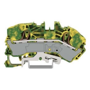 Wago 2016-7607 2 vezetékes földelő sorkapocs, 16 mm², oldalsó és középső jelöléssel, DIN 35 x 15 és 35 x 7,5 sínhez, Push-in CAGE CLAMP®, zöld-sárga