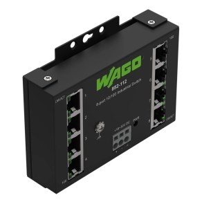 Wago 852-112 ipari ECO Ethernet switch, 8 port, 10/100Base-TX, DIN 35 sínre szerelhető, fekete
