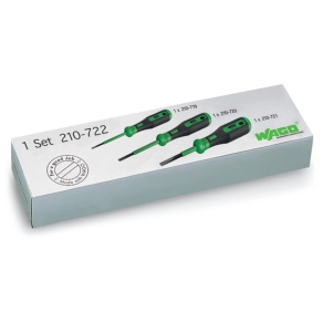 Wago 210-722 működtetőszerszám-készlet, részben szigetelt szárral, 1. típus: 2,5 × 0,4 mm penge, 2. típus: 3,5 × 0,5 mm penge, 3. típus: 5,5 × 0,8 mm penge